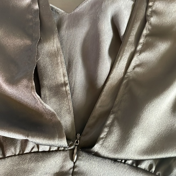 Lulu’s Black Satin Ruffle Hem Party Cocktail Mini Dress Size Small - Picture 11 of 17